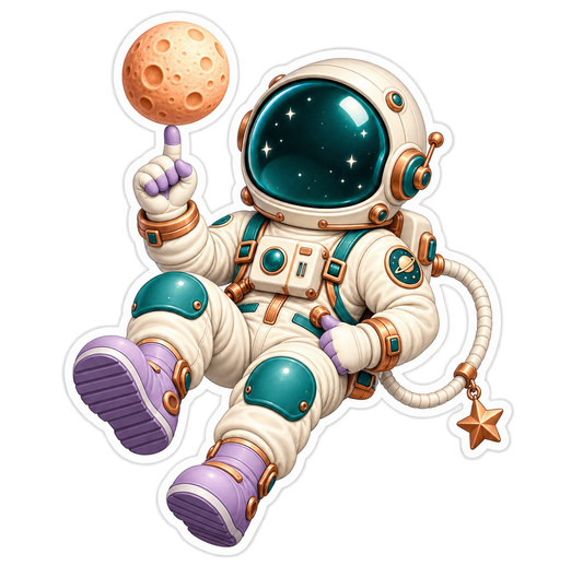 Floating Astronaut Teal Pads Lavender Boots Vinyl Sticker Decal