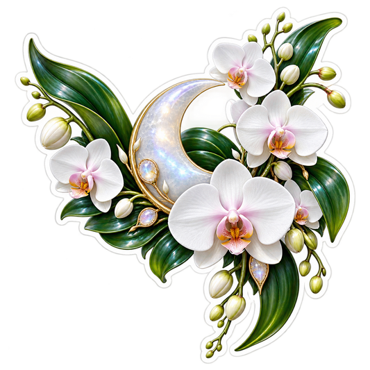 Moth Orchid Moonstone Crescent Vinyl Sticker Decal