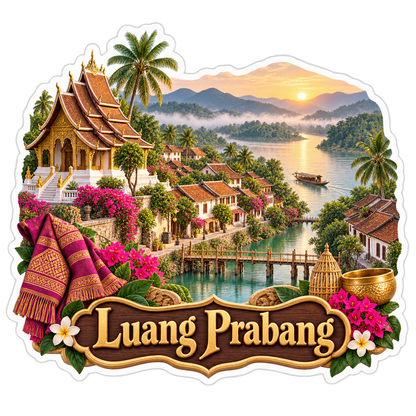 Luang Prabang Mekong Silk Dawn Vinyl Sticker Decal