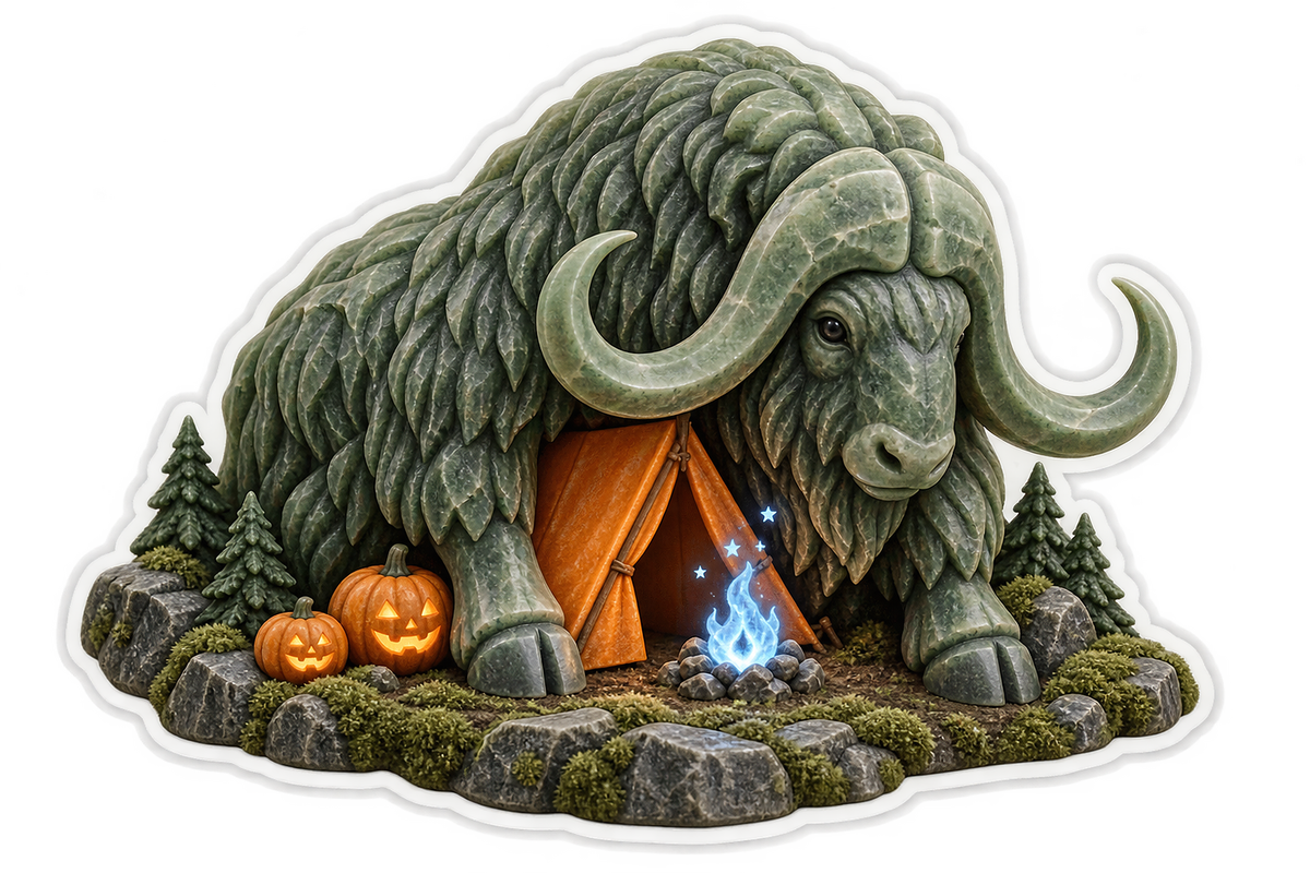 Jade Soapstone Musk Ox Ghost Campfire Tent Vinyl Sticker Decal