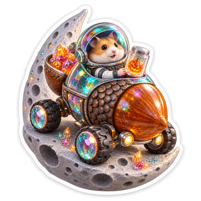 Holographic Hamster Acorn Meteor Rover Vinyl Sticker Decal