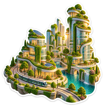 Solar Ecocity Emerald Tram Cascade Vinyl Sticker Decal
