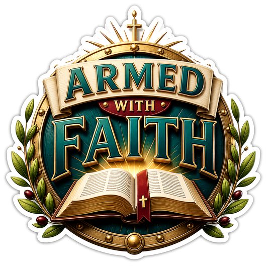 Armed with Faith Open Bible Vinyl Sticker Decal