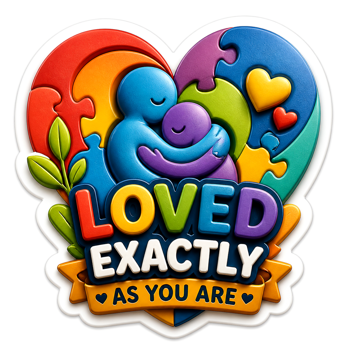Loved Exactly as You Are Puzzle Heart Vinyl Sticker Decal