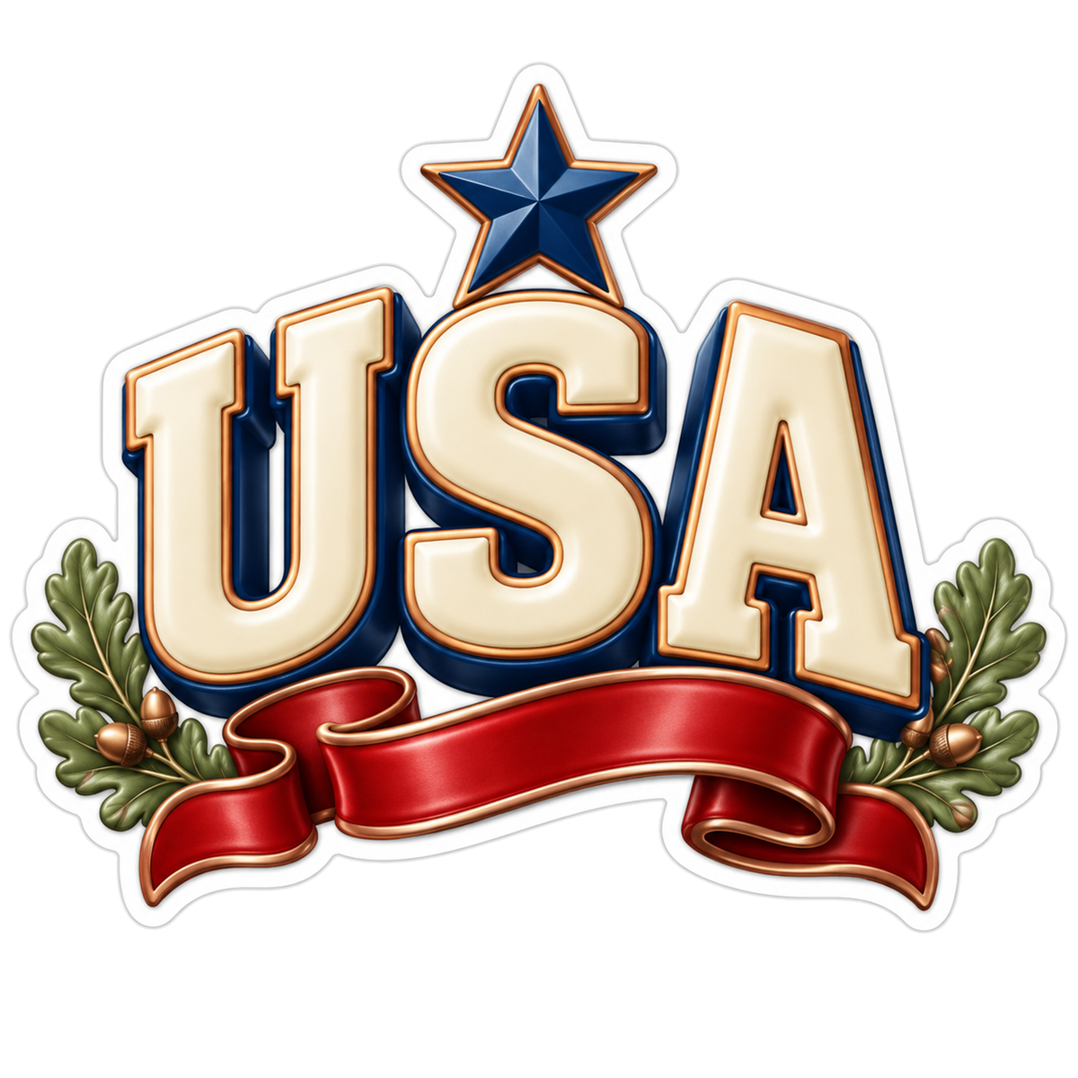 Ivory Navy Copper USA Block Letters Vinyl Sticker Decal