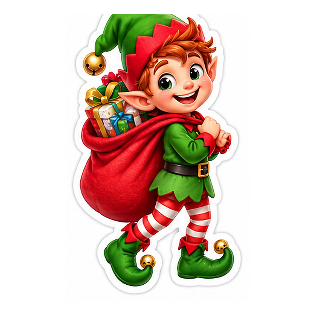 Christmas Elf Gift Sack Vinyl Sticker Decal