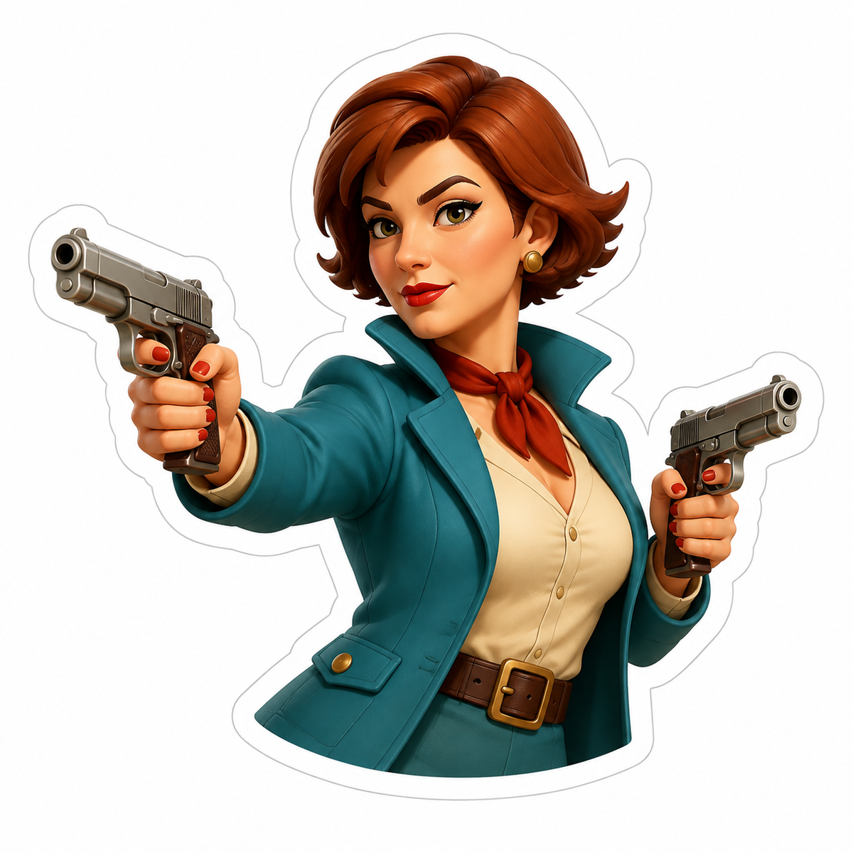 Adult Woman With Auburn Hair Vinyl Sticker Decal