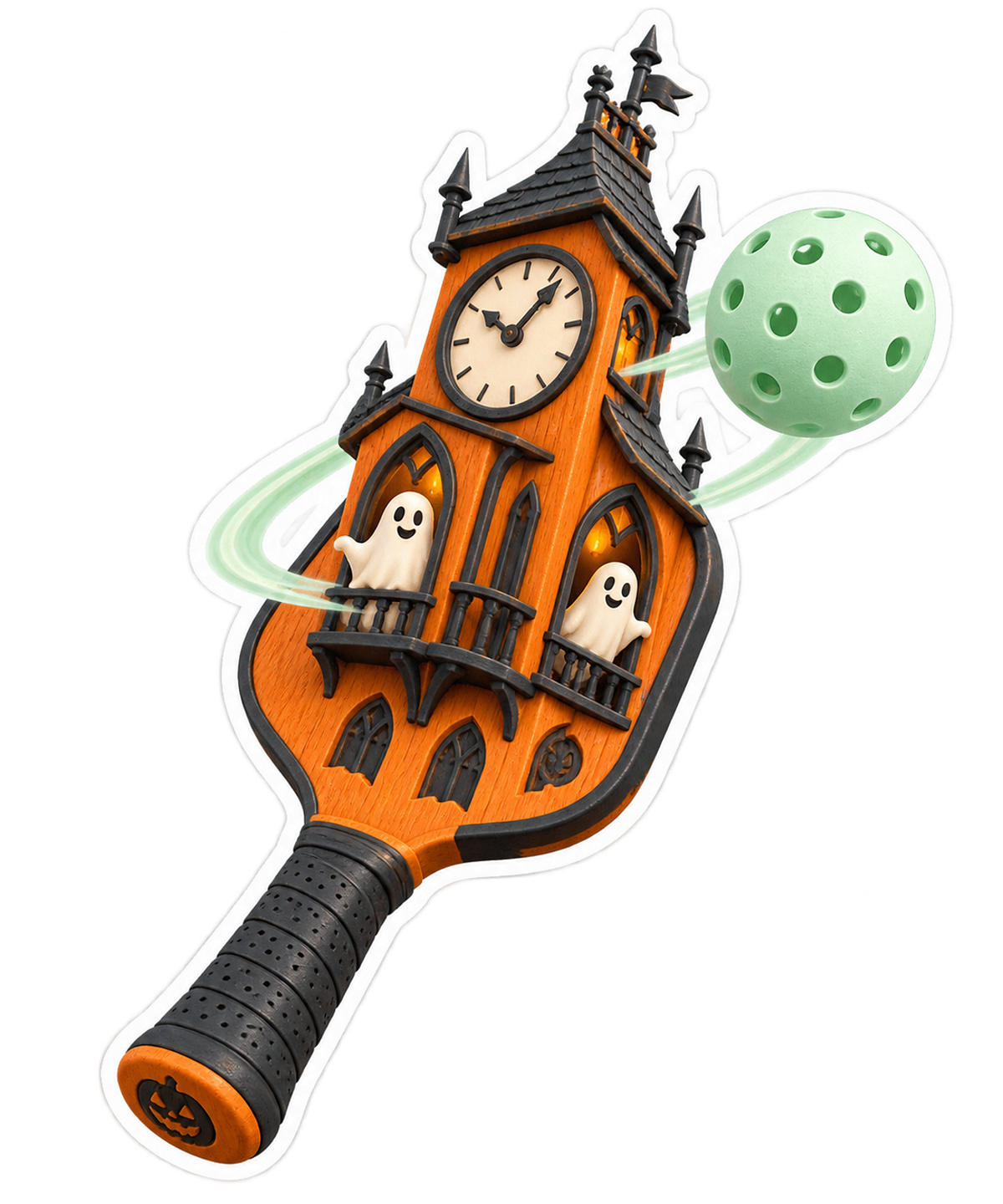 Lacquered Pickleball Clocktower Ghost Spectators Vinyl Sticker Decal