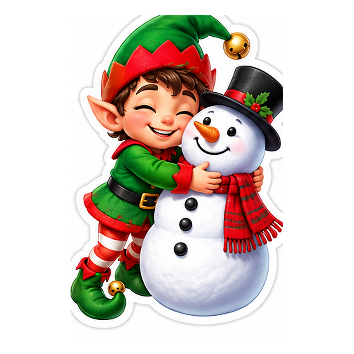 Christmas Elf Snowman Vinyl Sticker Decal