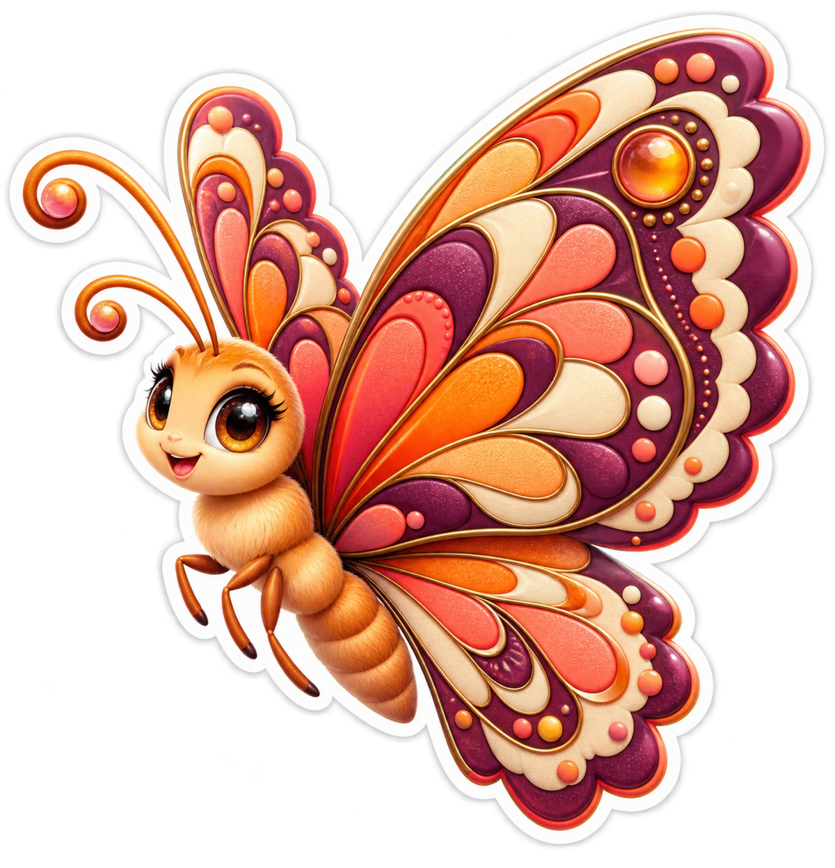 Sunset Mosaic Butterfly Vinyl Sticker Decal