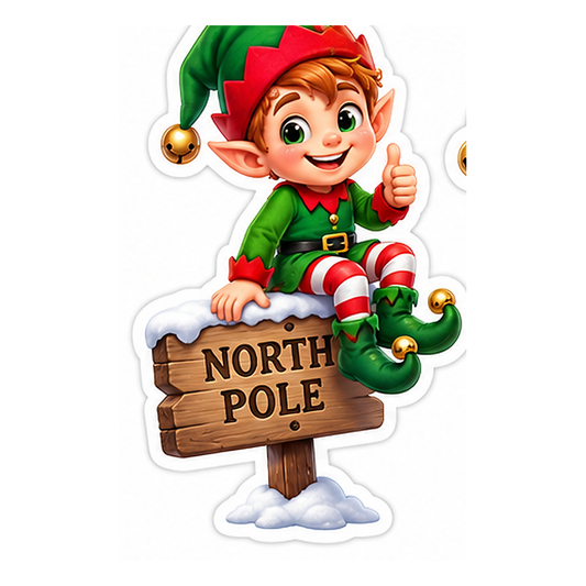 Christmas Elf North Pole Sign Vinyl Sticker Decal