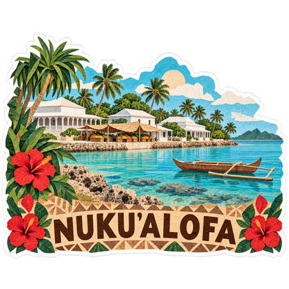 Nukualofa Lagoon Market Outrigger Vinyl Sticker Decal
