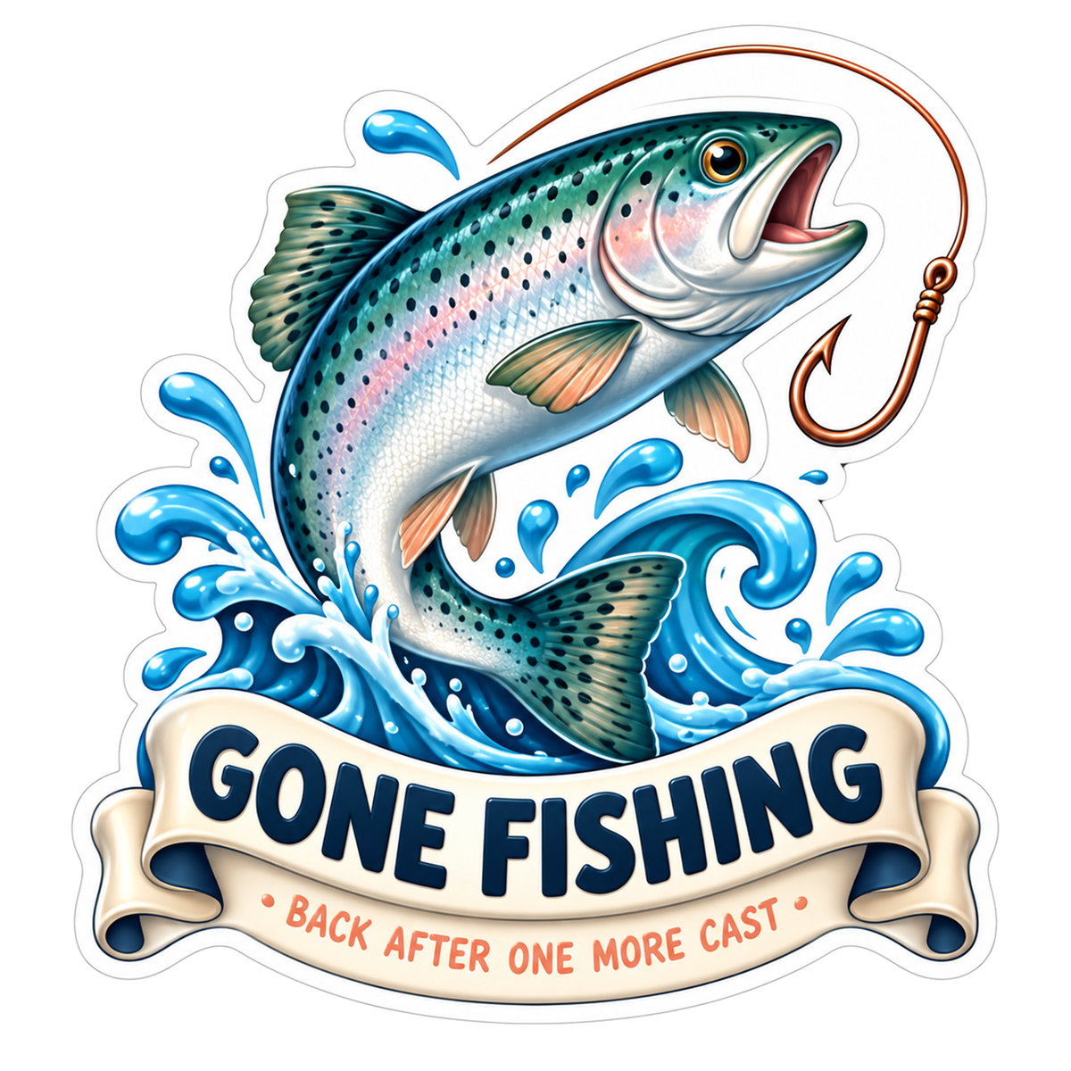 Gone Fishing Back After One More Cast Vinyl Sticker Decal