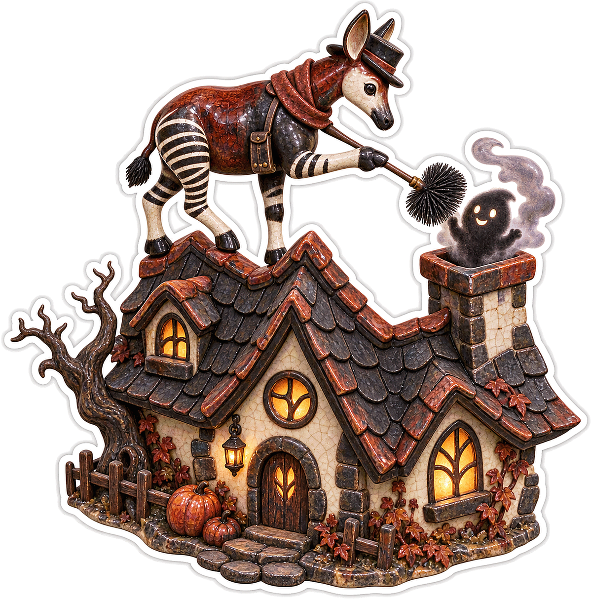 Raku Okapi Spooky Cottage Chimney Sweep Vinyl Sticker Decal