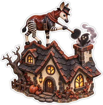 Raku Okapi Spooky Cottage Chimney Sweep Vinyl Sticker Decal