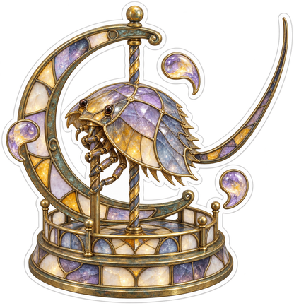 Stained Glass Horseshoe Crab Crescent Carousel Vinyl Sticker Decal