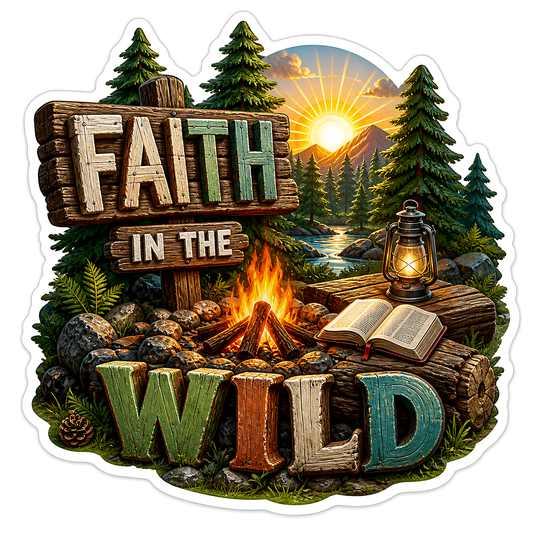Faith in the Wild Campfire and Bible Vinyl Sticker Decal