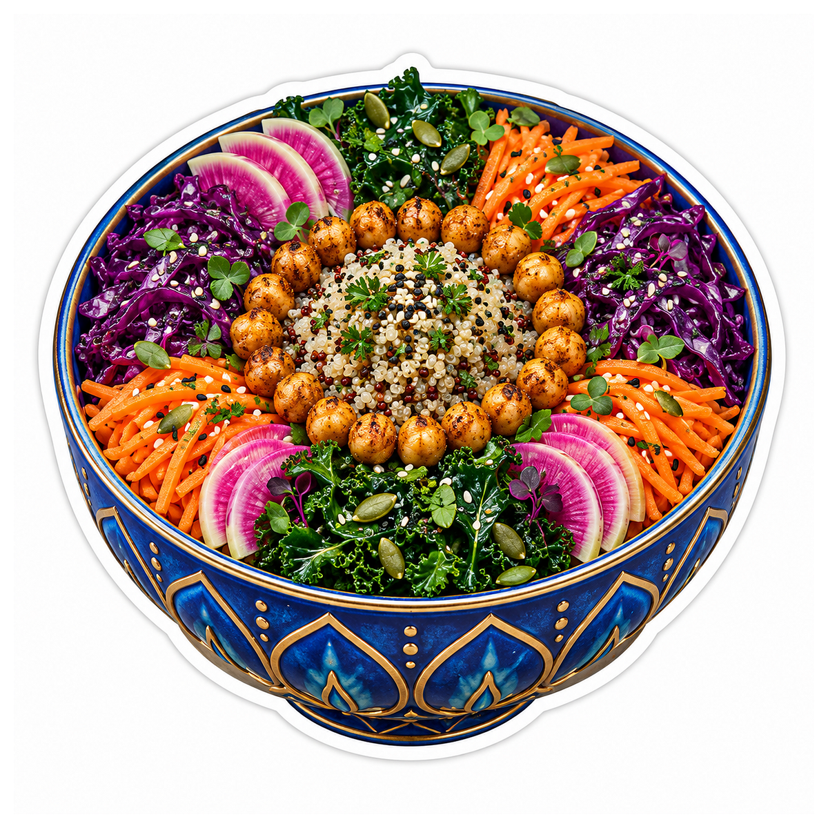 Rainbow Buddha Bowl Cobalt Mandala Vinyl Sticker Decal