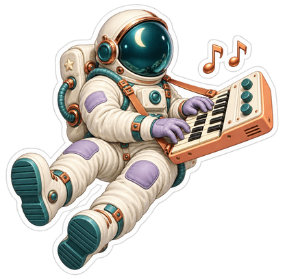Astronaut Playing Synthesizer Vinyl Sticker Decal