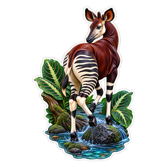 Okapi Rainforest Stream Crossing Vinyl Sticker Decal