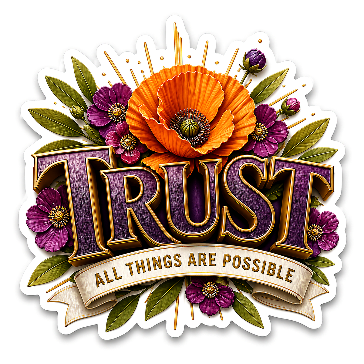 Trust All Things Are Possible Sunflower Vinyl Sticker Decal