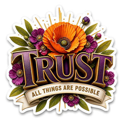 Trust All Things Are Possible Sunflower Vinyl Sticker Decal