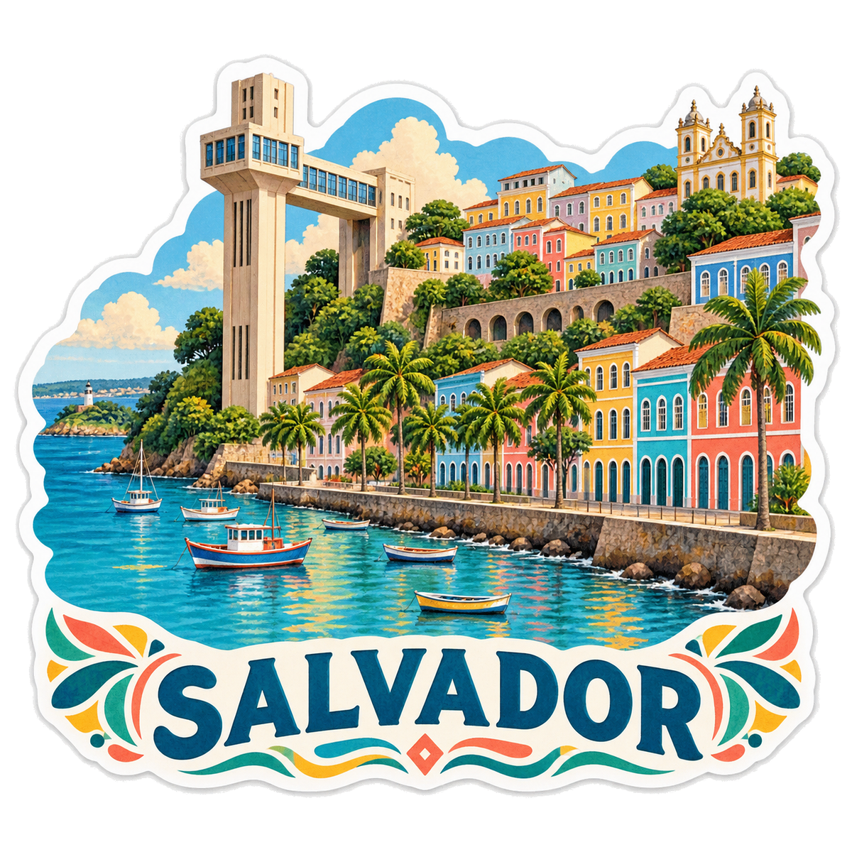 Salvador Bahia Hillside Bay Elevator Vinyl Sticker Decal
