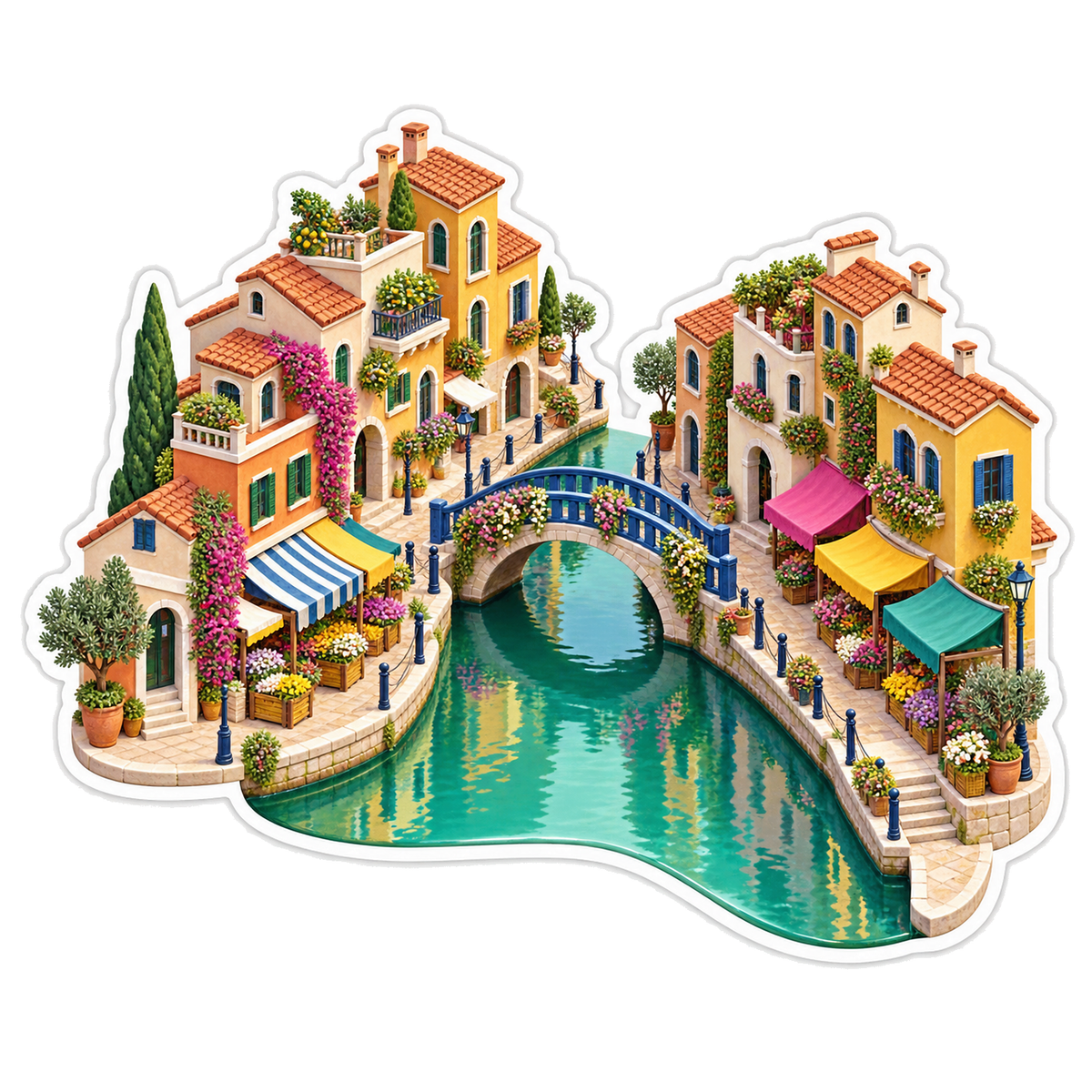 Cobalt Bridge Jade Canal Market Vinyl Sticker Decal
