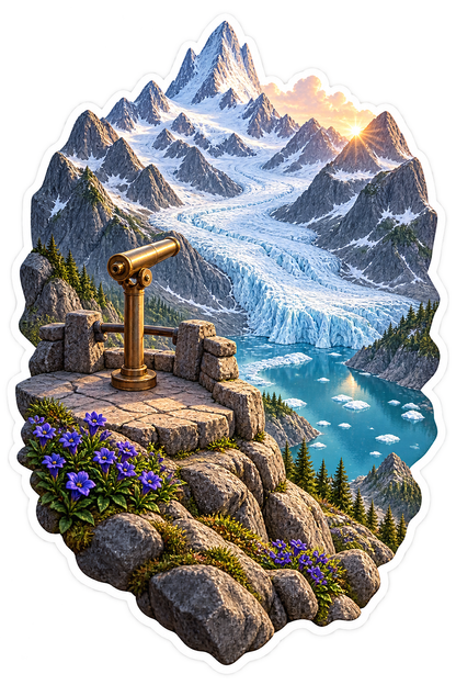 Alpine Glacier Turquoise Tarn Overlook Vinyl Sticker Decal