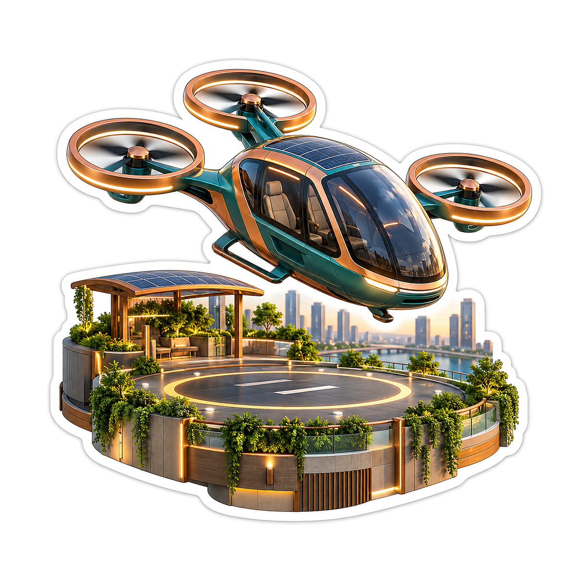 Rooftop Electric Air Taxi Vertiport Vinyl Sticker Decal