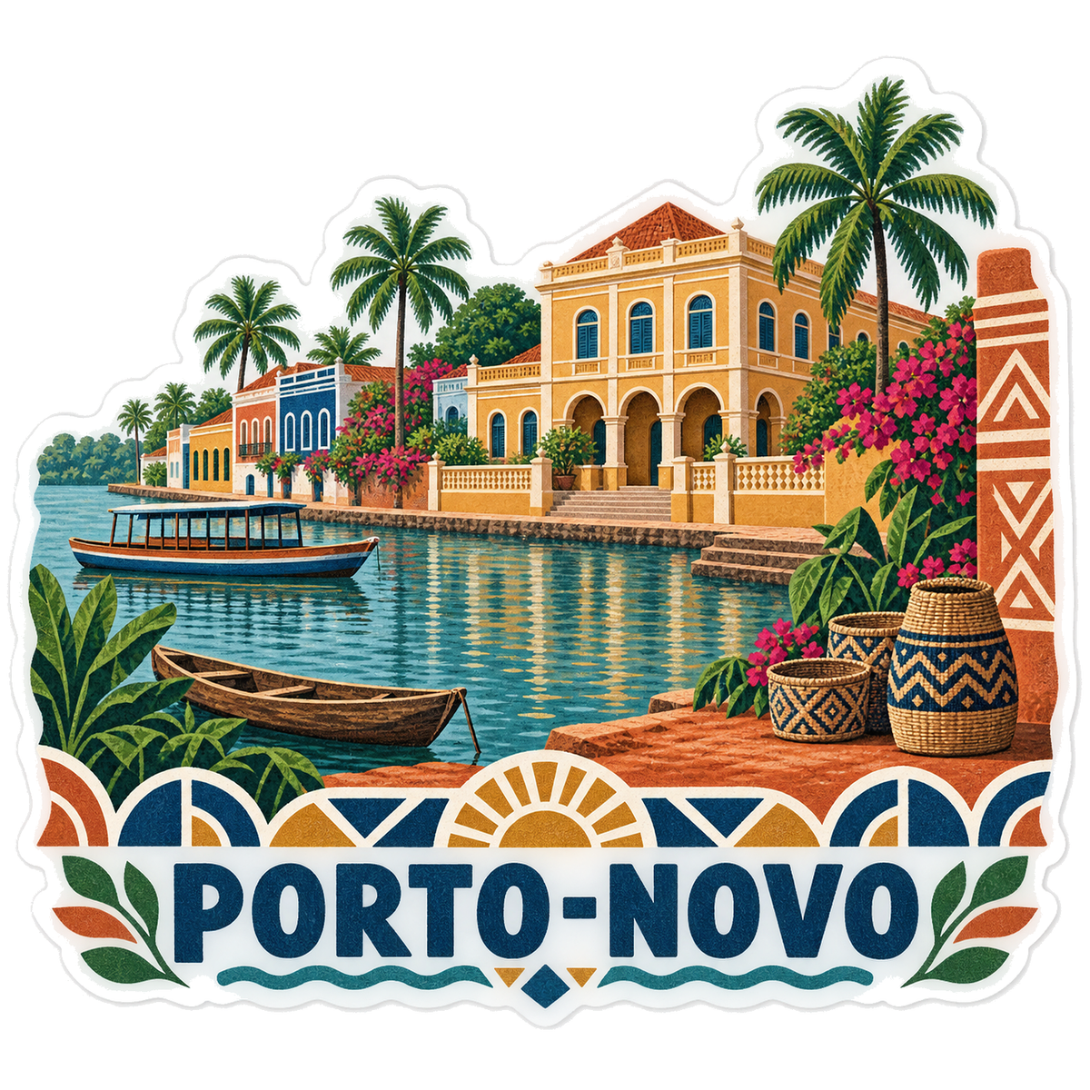 Porto Novo Lagoon Batik Waterfront Vinyl Sticker Decal