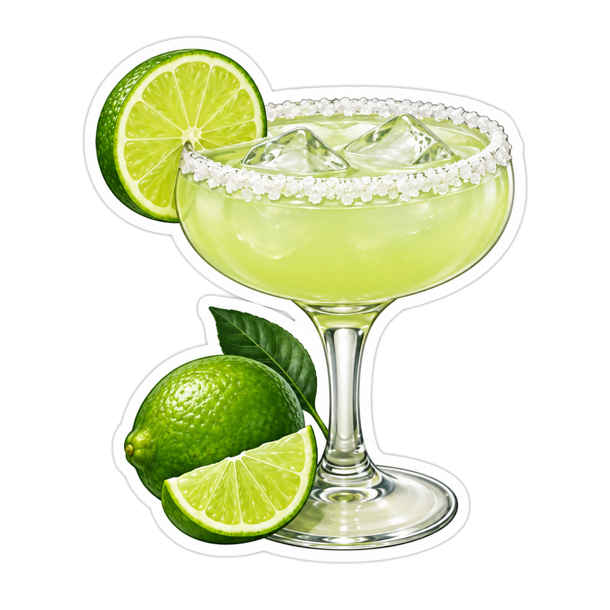 Coupe Glass Filled With Pale Jade Margarita Vinyl Sticker Decal
