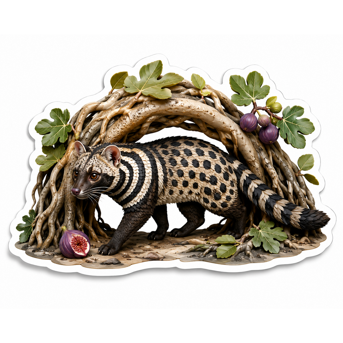 African Civet Fig Root Patrol Vinyl Sticker Decal