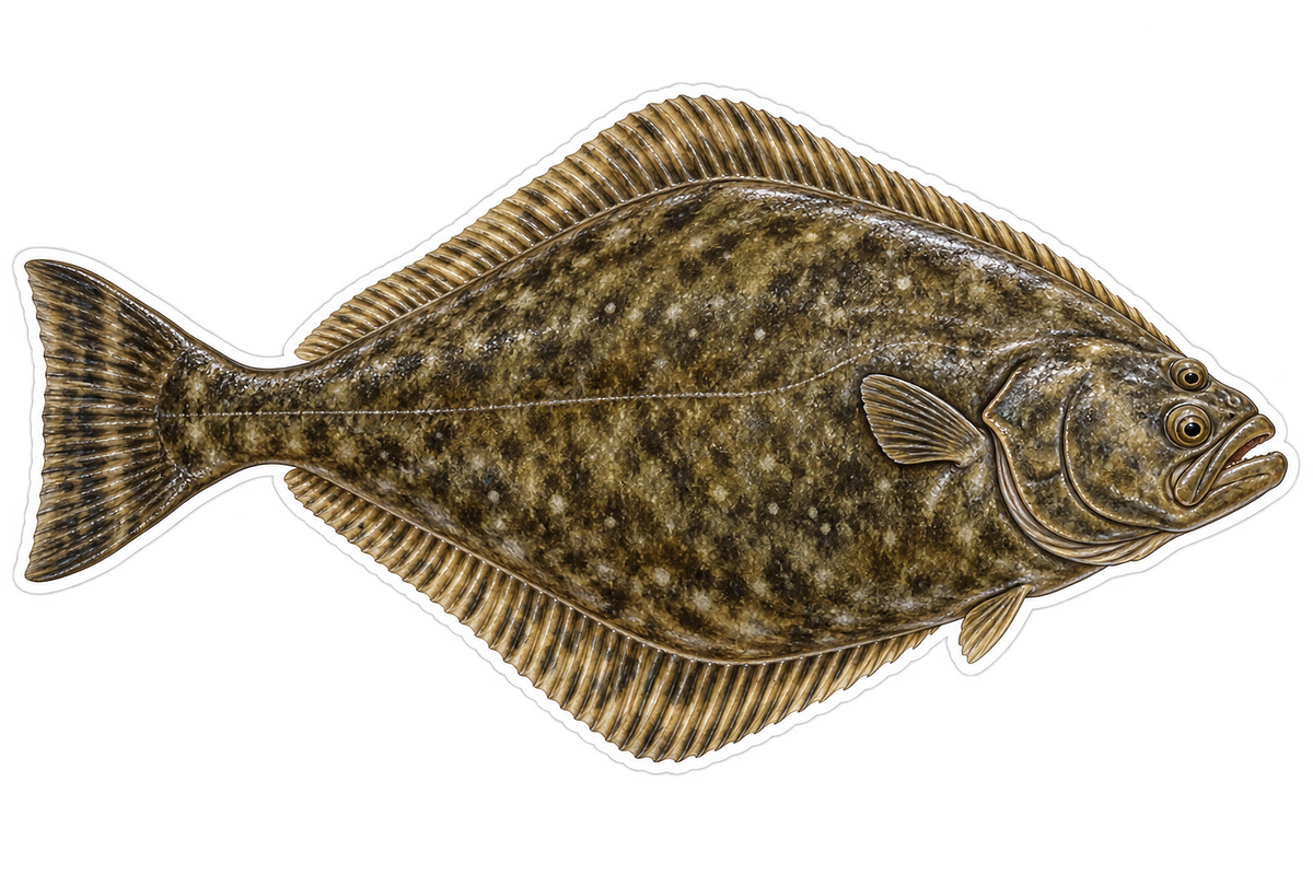 Pacific Halibut Vinyl Sticker Decal