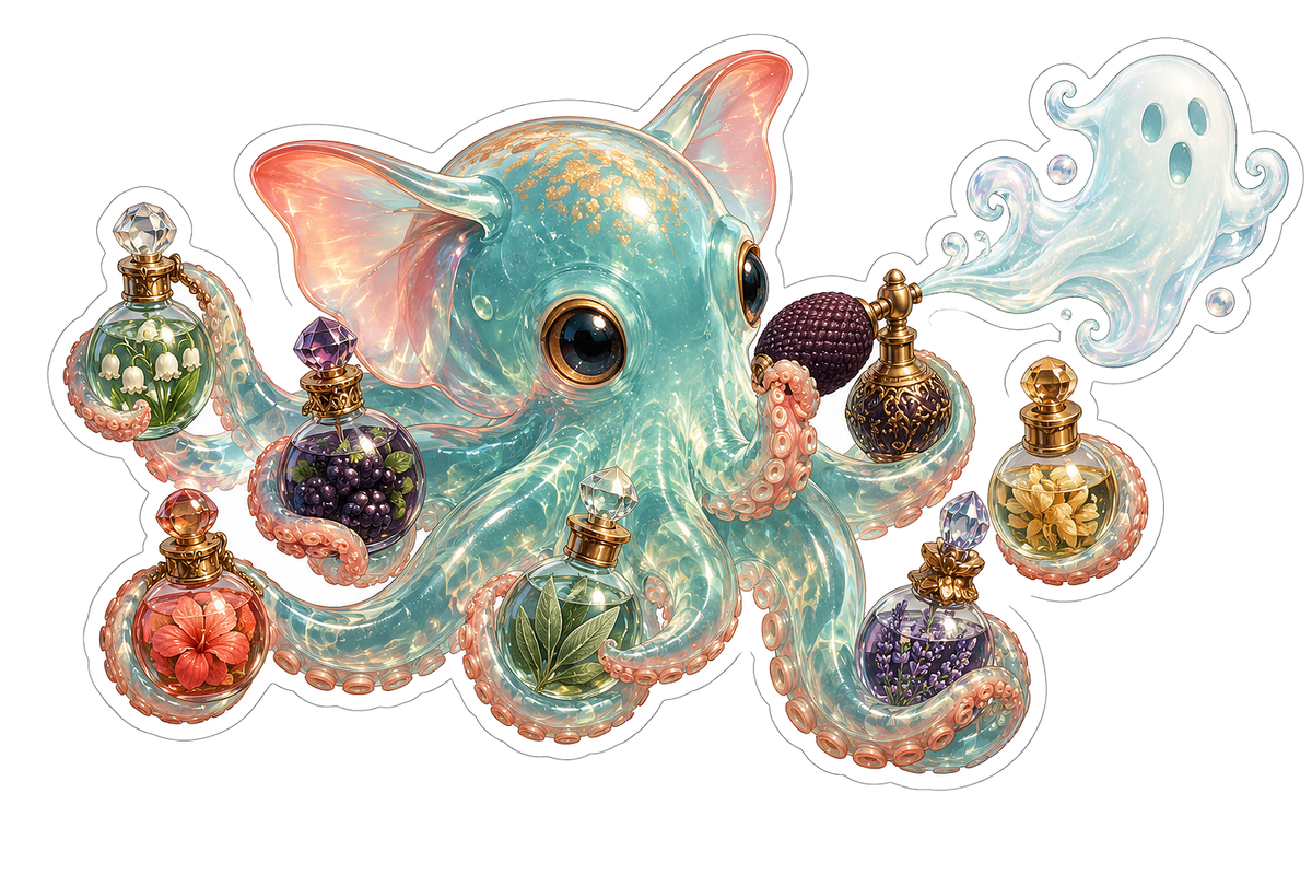 Blown Glass Dumbo Octopus Ghost Mist Perfumer Vinyl Sticker Decal