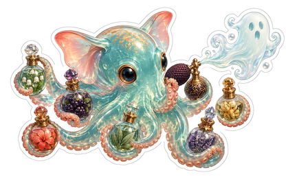 Blown Glass Dumbo Octopus Ghost Mist Perfumer Vinyl Sticker Decal