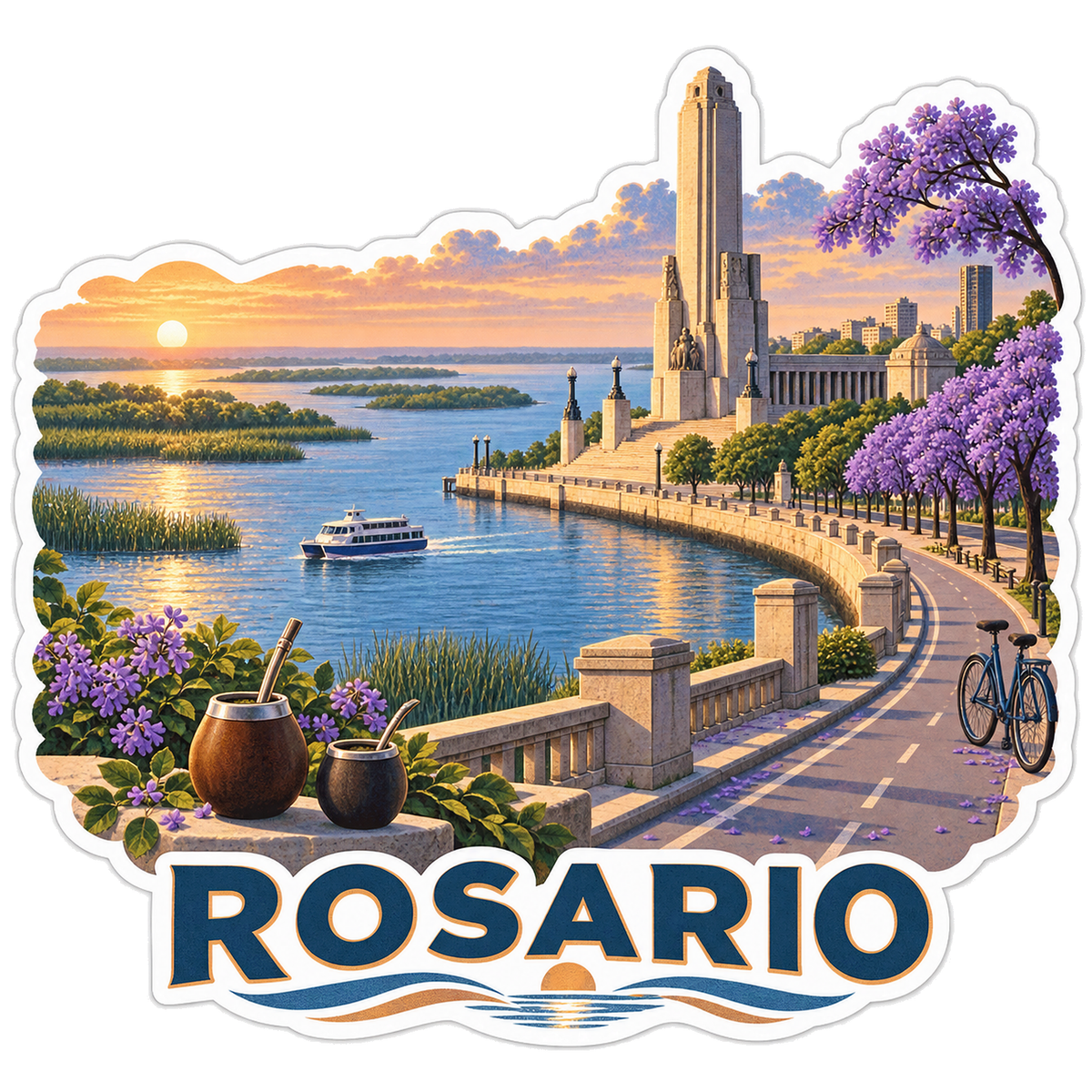 Rosario Parana Waterfront Jacarandas Vinyl Sticker Decal