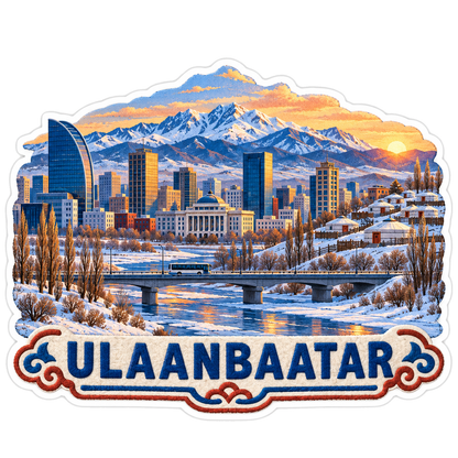 Ulaanbaatar Winter Valley Ger Skyline Vinyl Sticker Decal