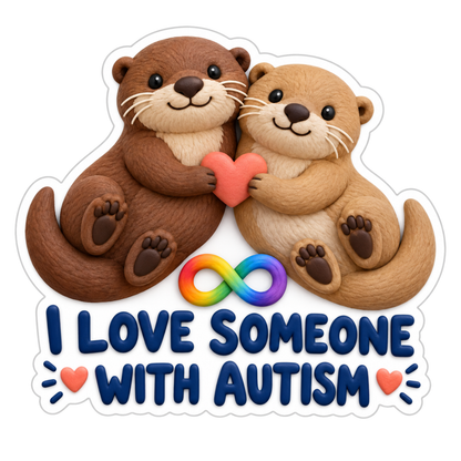 I Love Someone With Autism Brown Coral Vinyl Sticker Decal