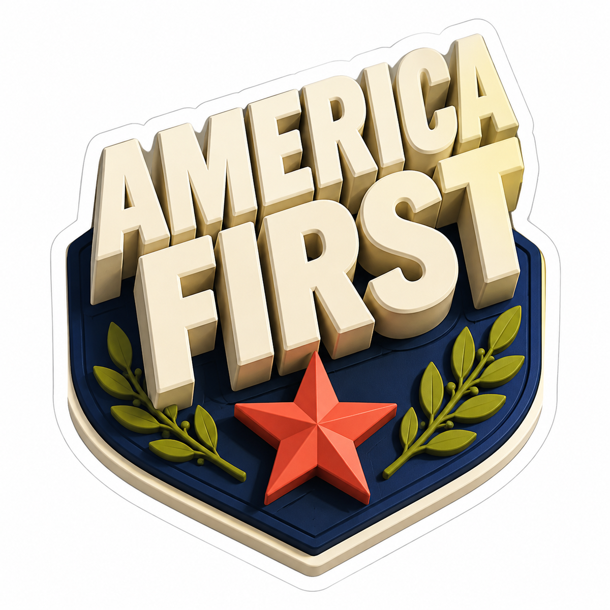 America First Cream Navy Vinyl Sticker Decal
