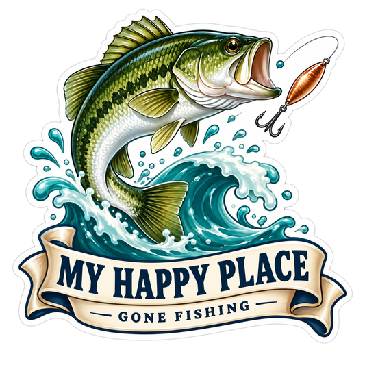 My Happy Place Gone Fishing Vinyl Sticker Decal