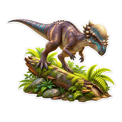 Pachycephalosaurus Forest Log Vinyl Sticker Decal