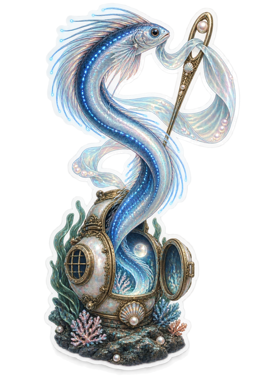Silk Oarfish Moon Pearl Diving Bell Threader Vinyl Sticker Decal