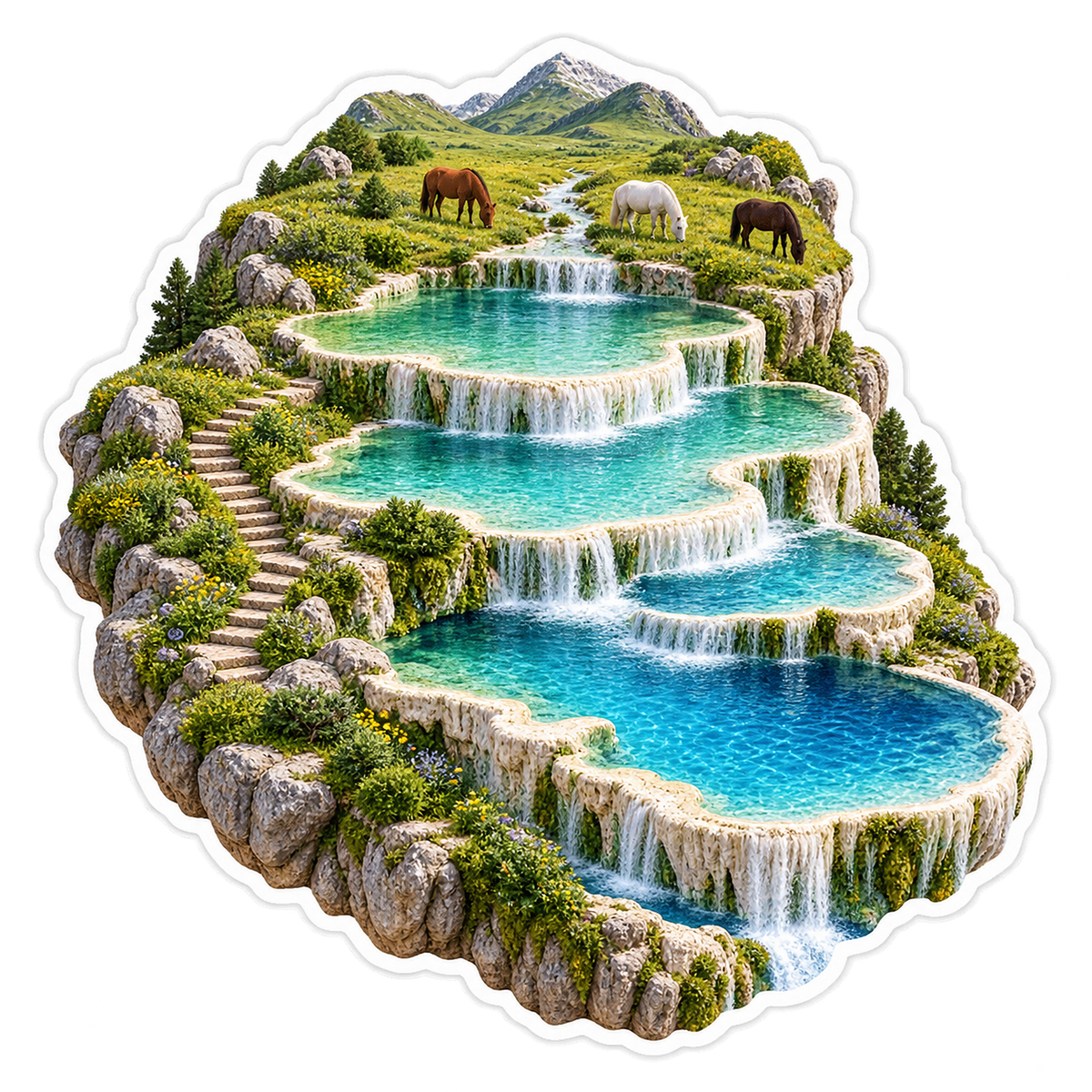 Travertine Lake Wild Pony Cascade Vinyl Sticker Decal
