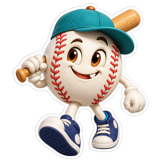 Anthropomorphic Ivory Baseball Vinyl Sticker Decal
