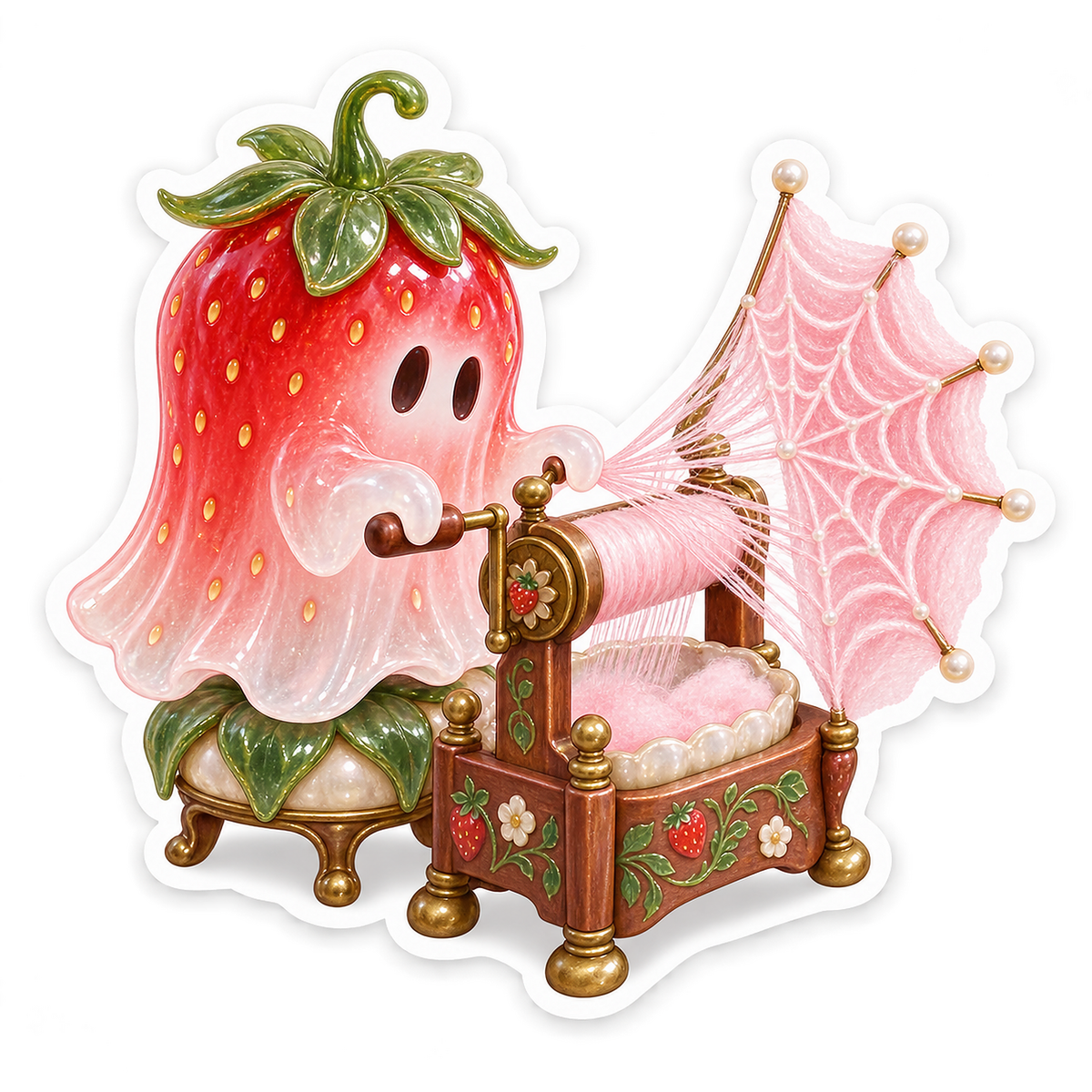 Opaline Strawberry Ghost Candyfloss Loom Vinyl Sticker Decal
