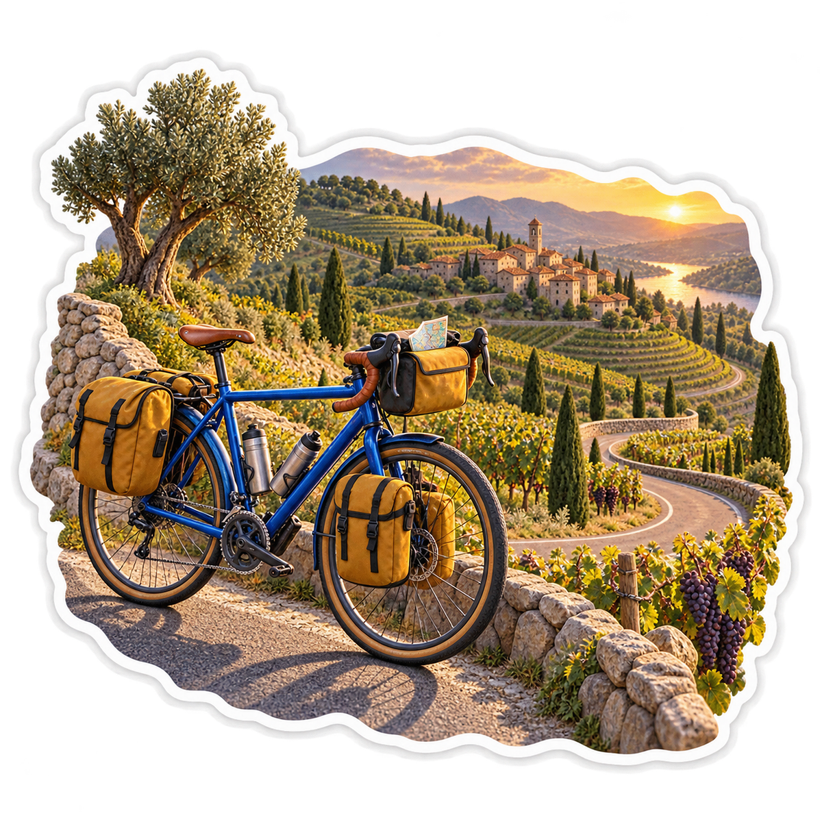 Cobalt Bicycle Vineyard Route Vinyl Sticker Decal