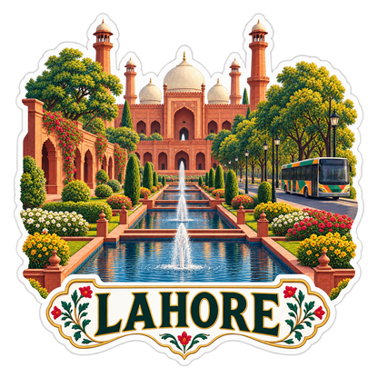 Lahore Red Sandstone Garden Reflecting Pool Vinyl Sticker Decal