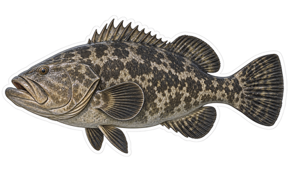 Dark Brown Mottled Black Grouper Fish Vinyl Sticker Decal