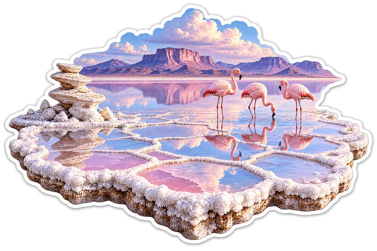 Salt Flat Flamingo Mirror Horizon Vinyl Sticker Decal